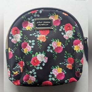 Betsey Johnson Black Floral Small Cosmetics Bag